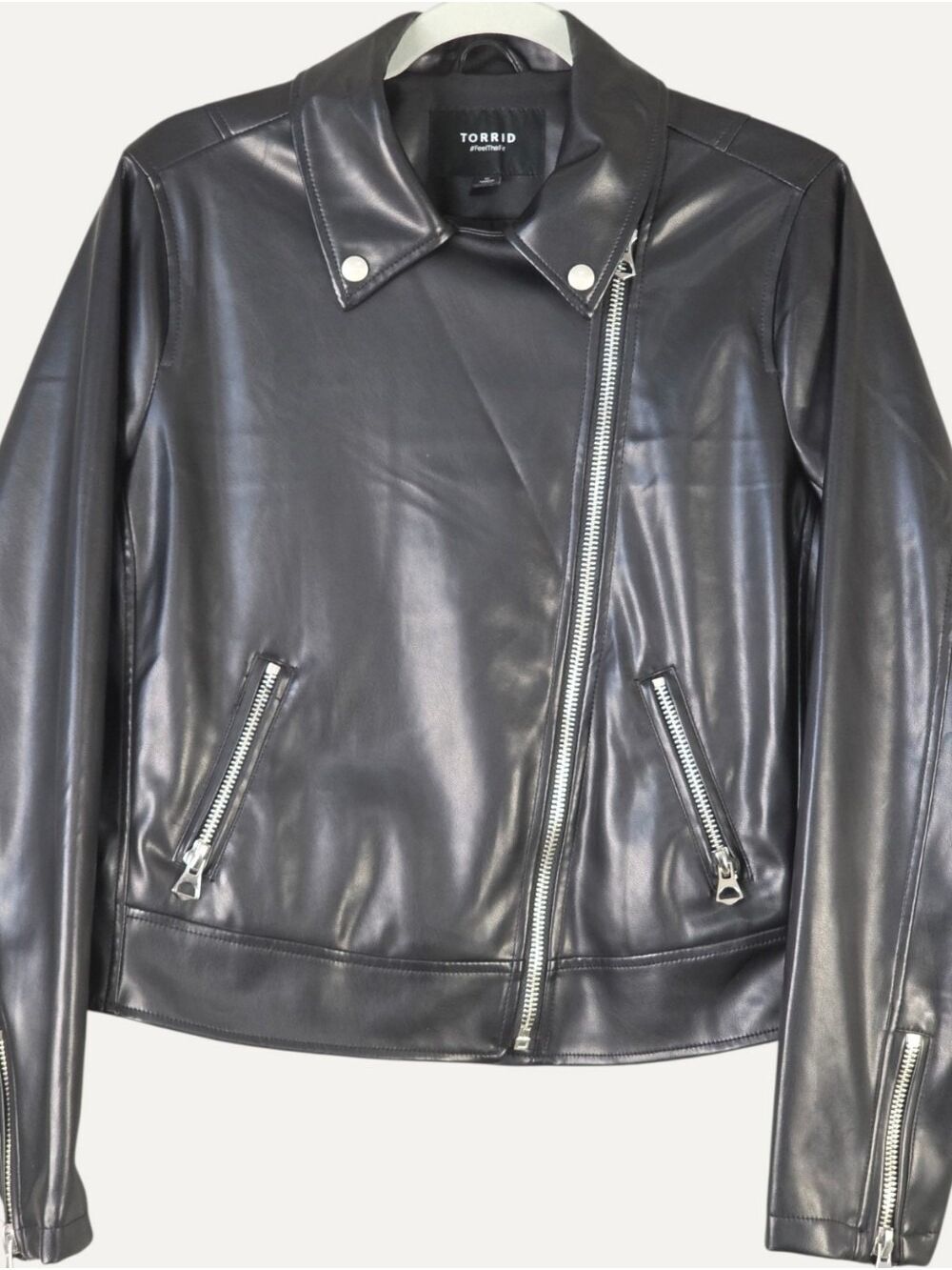 Torrid Black Faux Leather Asymmetrical Moto Jacket Size 0